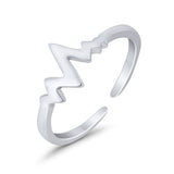 Adjustable Heartbeat Toe Ring Band 925 Sterling Silver (6mm)