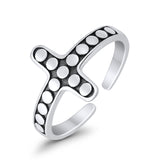 Beautiful Ring Adjustable Cross Toe Band 925 Sterling Silver (11mm)