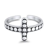 Beautiful Ring Adjustable Cross Toe Band 925 Sterling Silver (11mm)