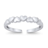 Accent Heart Promise Toe Ring Adjustable 925 Sterling Silver (3mm)