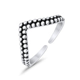 Adjustable V Shape Toe Ring Band 925 Sterling Silver for Women (6.5mm)