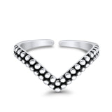 Adjustable V Shape Toe Ring Band 925 Sterling Silver for Women (6.5mm)