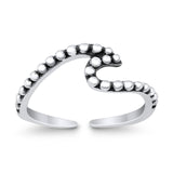 Wave Curve Toe Ring Adjustable Band 925 Sterling Silver (5.5mm)