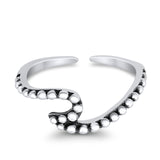 Wave Curve Toe Ring Adjustable Band 925 Sterling Silver (5.5mm)