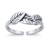Adjustable Leaves Toe Ring Band 925 Sterling Silver For Women (5mm)