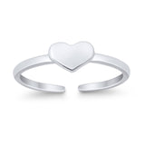 Plain Hearts Toe Ring Band 925 Sterling Silver for Women (4mm)
