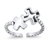 Beautiful Ring Adjustable Crosses Toe Band 925 Sterling Silver (8mm)