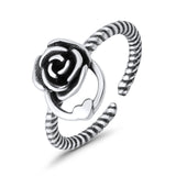 Awesome Rose Flower Ring Adjustable Toe Ring 925 Sterling Silver (9mm)