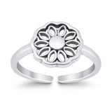 Beautiful Mandala Flower Ring Adjustable Toe Band 925 Sterling Silver (9mm)