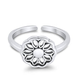 Beautiful Mandala Flower Ring Adjustable Toe Band 925 Sterling Silver (9mm)