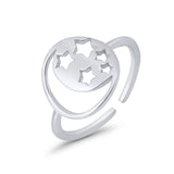 Adjustable Moon & Stars Toe Ring Band 925 Sterling Silver (11mm)