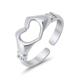 Hearts Hands Toe Ring Band 925 Sterling Silver For Women (7mm)