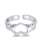 Hearts Hands Toe Ring Band 925 Sterling Silver For Women (7mm)