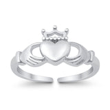 Claddagh Adjustable Toe Ring For Womens 925 Sterling Silver (12mm)