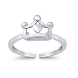Plain Crown Adjustable Toe Ring Band 925 Sterling Silver (7mm)