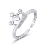 Plain Crown Adjustable Toe Ring Band 925 Sterling Silver (7mm)