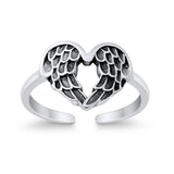 Wings Toe Ring Adjustable Band 925 Sterling Silver (10mm)