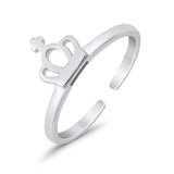 Crown Shape Toe Ring Band 925 Silver Sterling (7mm)