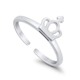 Crown Shape Toe Ring Band 925 Silver Sterling (7mm)
