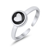 Adjustable Hearts Toe Ring Band 925 Sterling Silver for Women (6.5mm)