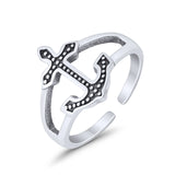 Adjustable Band Anchor Toe Ring 925 Sterling Silver (12mm)