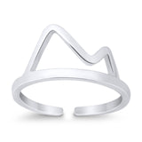 Mountain Toe Ring Adjustable Band 925 Sterling Silver (8mm)