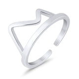 Mountain Toe Ring Adjustable Band 925 Sterling Silver (8mm)