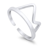 Mountain Toe Ring Adjustable Band 925 Sterling Silver (8mm)