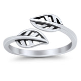 Beautiful Leaves Ring Adjustable Toe Band 925 Sterling Silver (7mm)