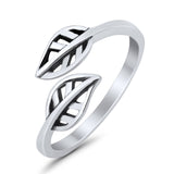 Beautiful Leaves Ring Adjustable Toe Band 925 Sterling Silver (7mm)