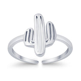 Cactus Plant Toe Ring Adjustable Band 925 Sterling Silver (12mm)