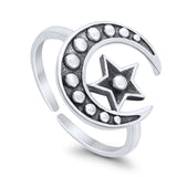 Moon & Star Toe Ring Band 925 Silver Sterling For Womens (11mm)
