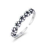 Adjustable Band Flowers Toe Ring 925 Sterling Silver (3mm)