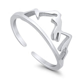 Adjustable Mountain Shape Toe Rings For Women Finger Foot Jewelry 925 Sterling Silver(7mm)