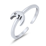 Adjustable Plain Moon Toe Ring Band 925 Sterling Silver (6mm)