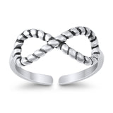 Infinity Rope Toe Ring Adjustable Band 925 Sterling Silver (7mm)