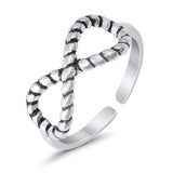 Infinity Rope Toe Ring Adjustable Band 925 Sterling Silver (7mm)