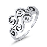 Wind Symbol Adjustable Toe Ring 925 Sterling Silver (9mm)