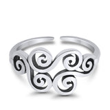 Wind Symbol Adjustable Toe Ring 925 Sterling Silver (9mm)