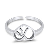 Heart & Wave Adjustable Toe Ring 925 Sterling Silver for Women (7.5mm)