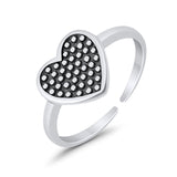 Polka Dot Heart Shape Toe Ring Band 925 Silver Sterling For Womens(8mm)