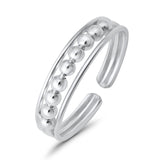 Adjustable Beads Toe Ring Band 925 Sterling Silver (3mm)