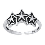Three Star Toe Ring Round Adjustable Band Round 925 Sterling Silver (7.5MM)