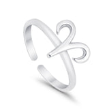Aries Zodiac Sign Toe Ring Adjustable Band 925 Sterling Silver (8mm)