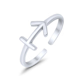 Sagittarius Zodiac Sign Toe Ring Adjustable Band 925 Sterling Silver (6mm)