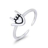 I Love You Sign Toe Ring Adjustable Band 925 Sterling Silver (7mm)