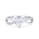 Infinity Shank Heart Promise Ring Simulated Cubic Zirconia 925 Sterling Silver
