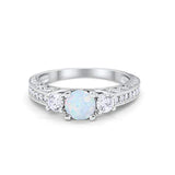 Vintage Style Wedding Ring Lab Created White Opal 925 Sterling Silver