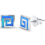 Fashion Stud Earrings Swirl Spiral Lab Created Blue Opal 925 Sterling Silver