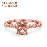 14K 0.08ct Rose Gold Semi Mount Diamond Engagement Ring Size 6.5